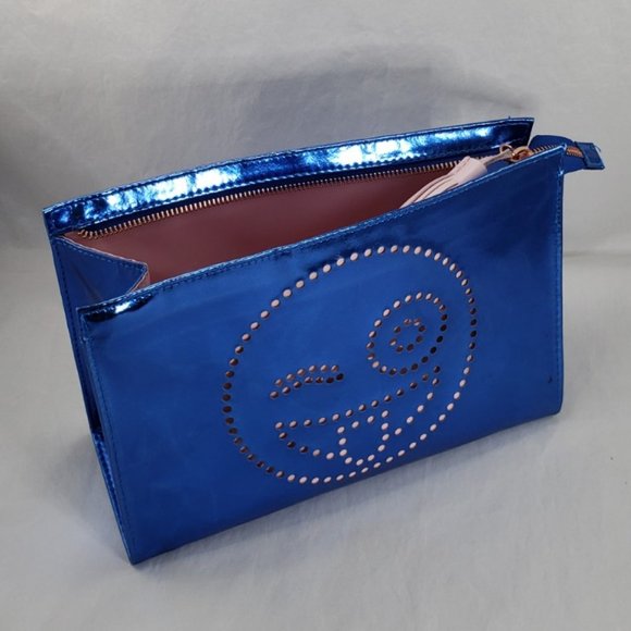 Bath & Body Works Women Metallic Blue Perfed Emoji Cosmetic Bag - Picture 7 of 8
